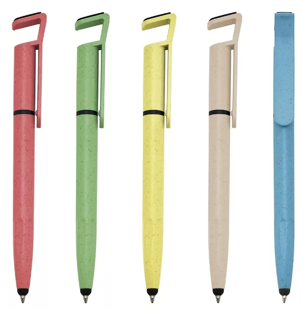 Caneta fibra de bambu touch com suporte - 1