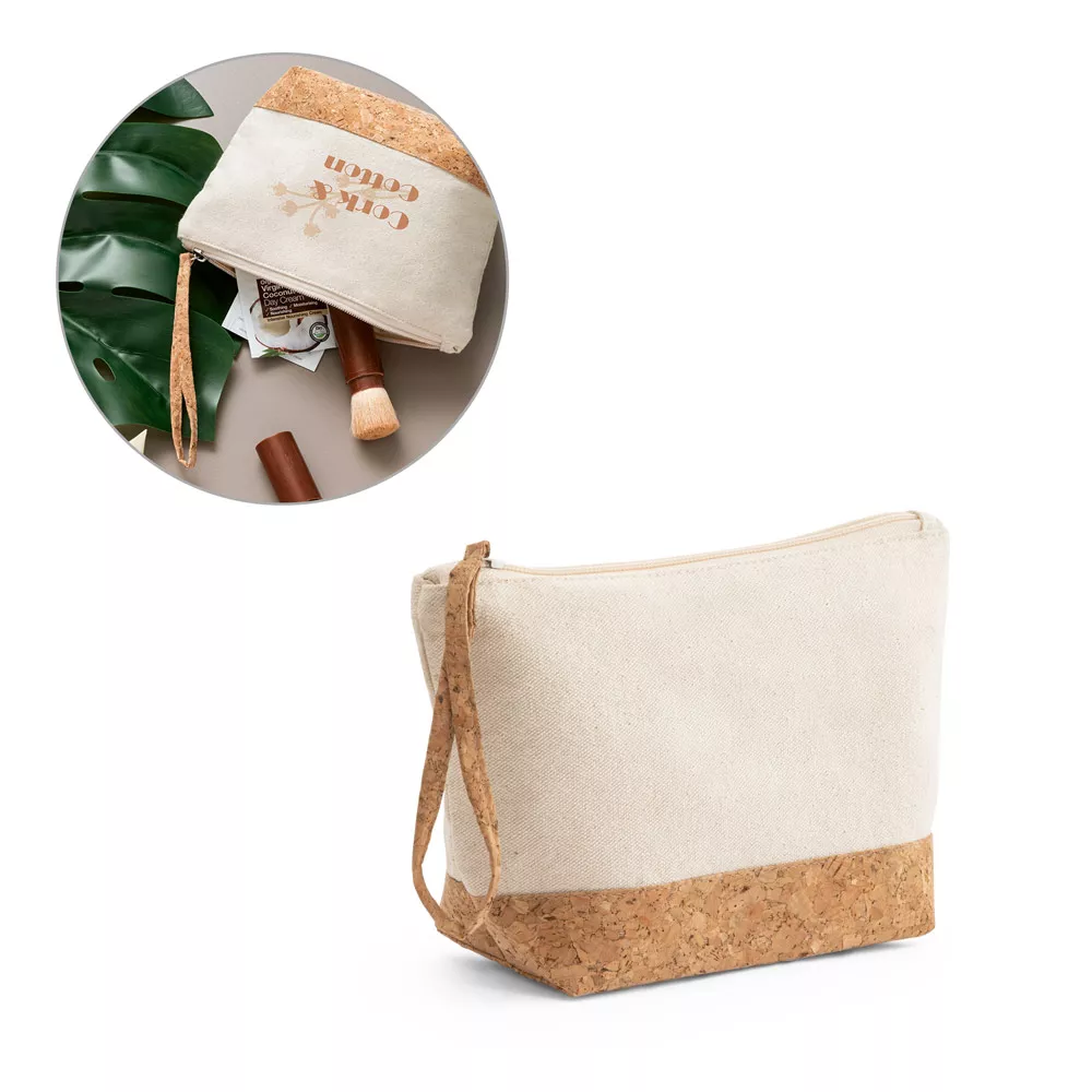 Bolsa de cosméticos em algodão e cortiça - 1