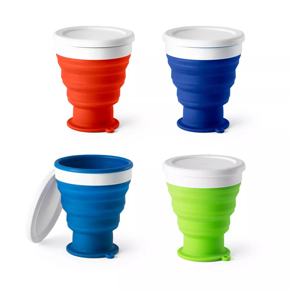 Copo dobrável em silicone tampa branca 400ml - 1