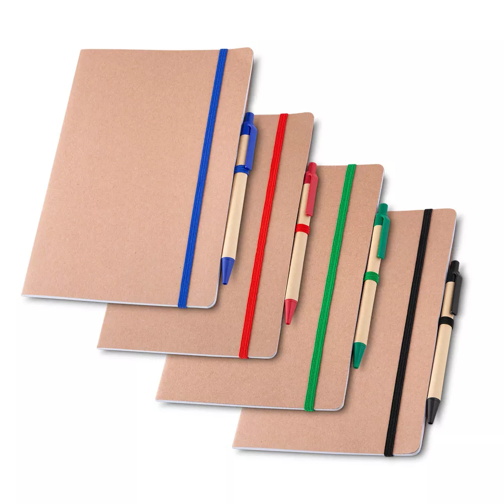 Caderno em kraft com pauta e caneta  12x14 - 1
