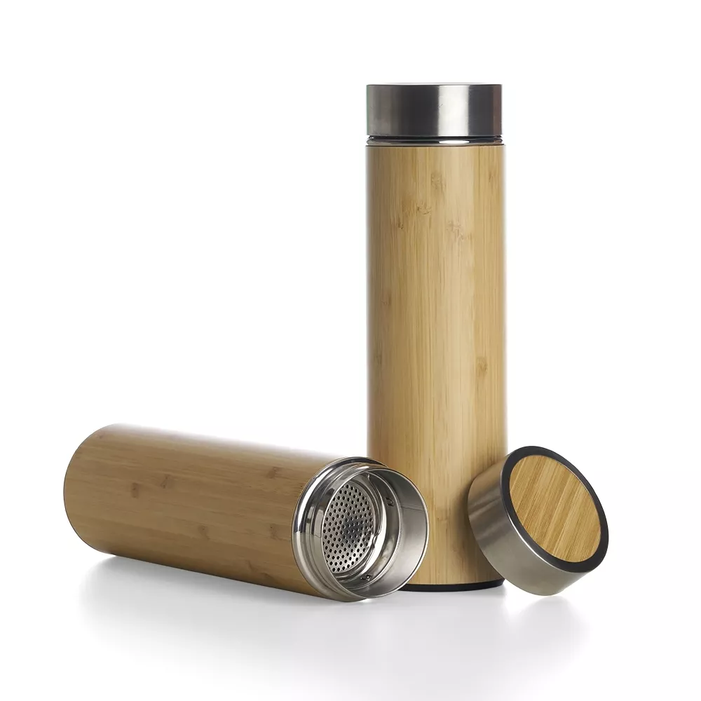Garrafa térmica de bambu com infusor  500ml - 1