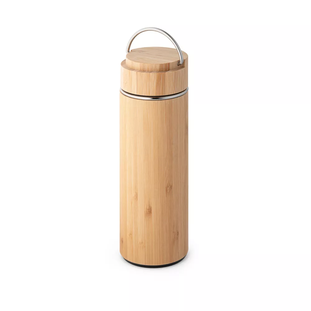 Garrafa térmica em bambu e aço inoxidável 440ml - 1