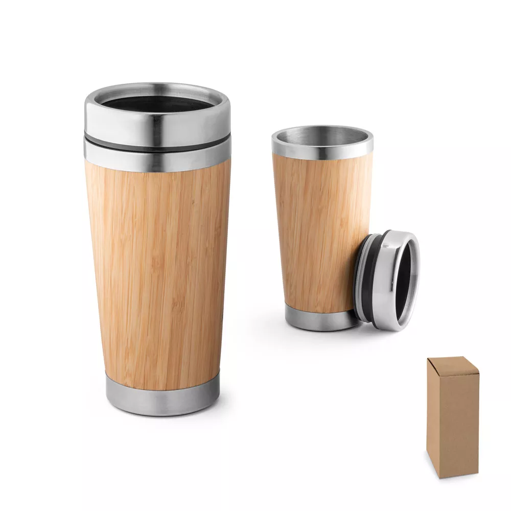 Copo de bambu térmico em aço inox 500ml - 1