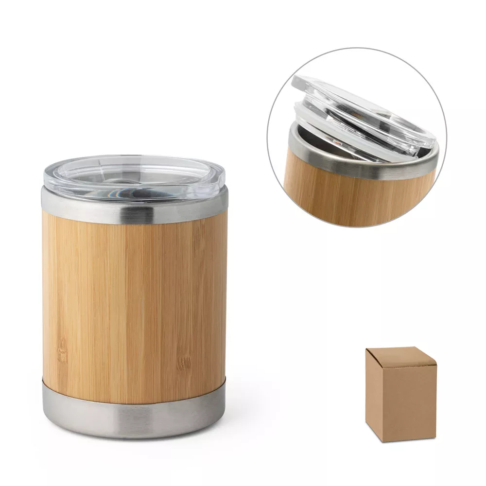 Copo térmico em bambu e aço inox 350ml - 1