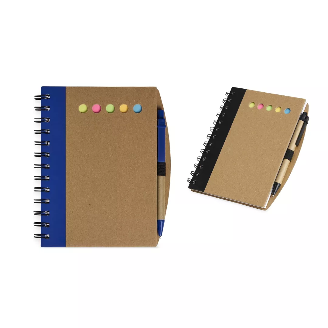 Caderno com autoadesivos e caneta com pauta 17x15 - 1