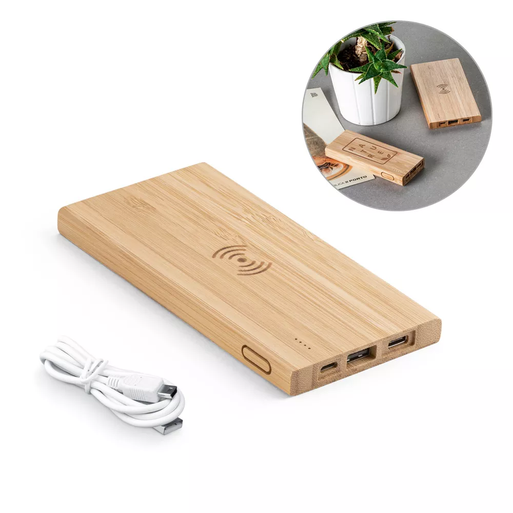 Bateria portátil em bambu 5.000 mah - 1