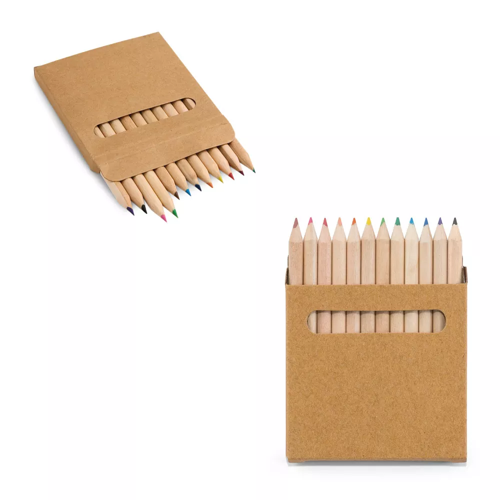 Caixa de cartão com 12 mini lápis de cor - 1