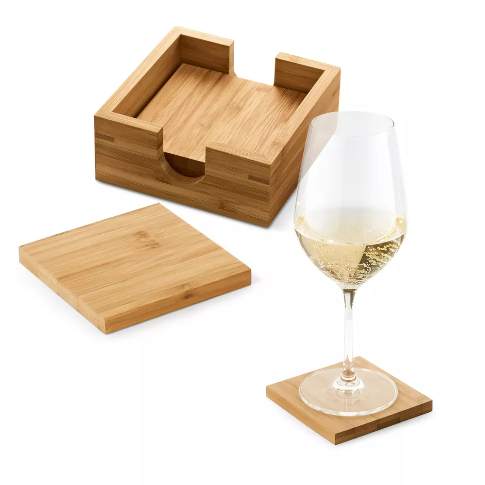 Kit de 4 porta copos bambu 4 bases - 1