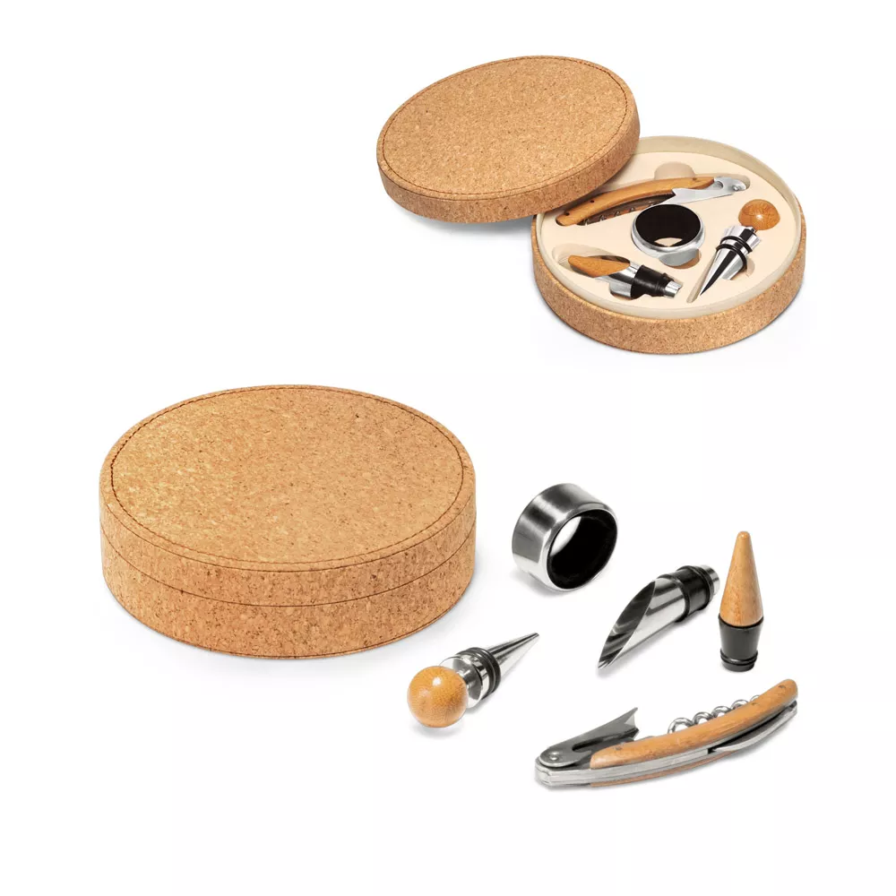 Conjunto para vinho com 4 peças em madeira - 1