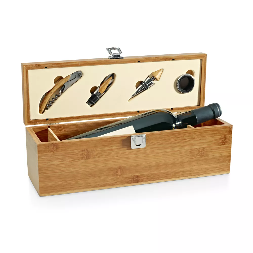 Conjunto para vinho em bambu - 1