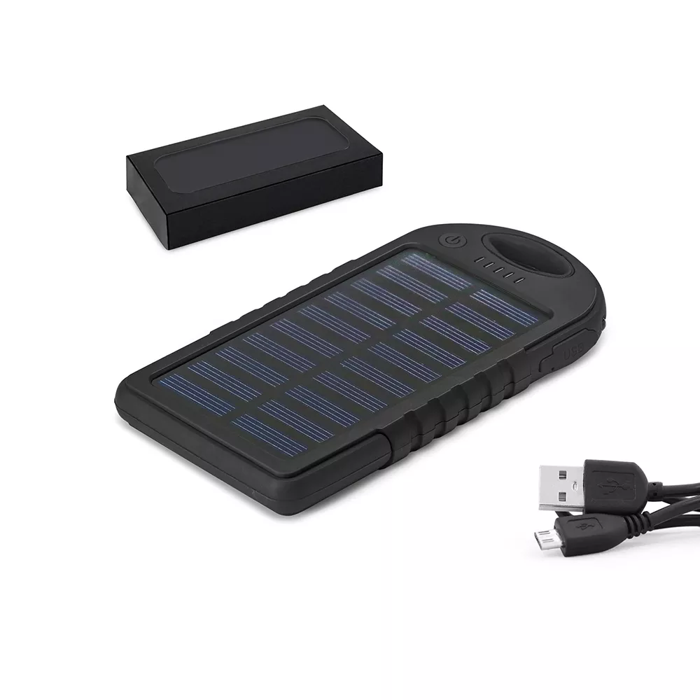 Bateria portátil solar em abs com e led 2.000 mah - 1