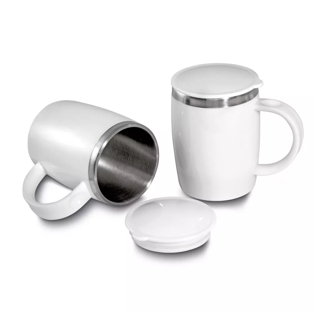 Caneca plástica branca 400ml - 1