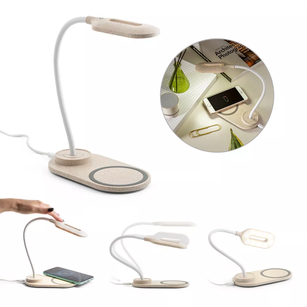 Luminária com  carregador wireless em fibra trigo - 1