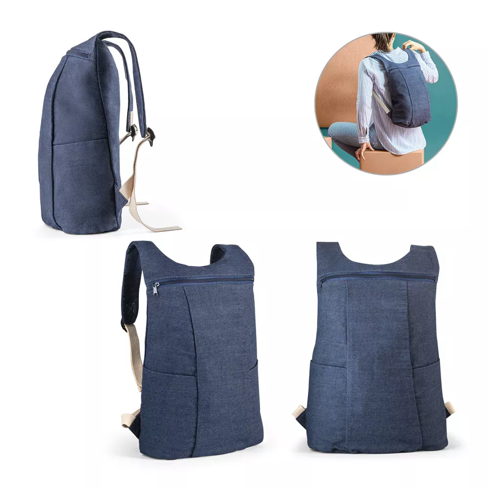 Mochila casual em denim reciclado 15,7" - 1