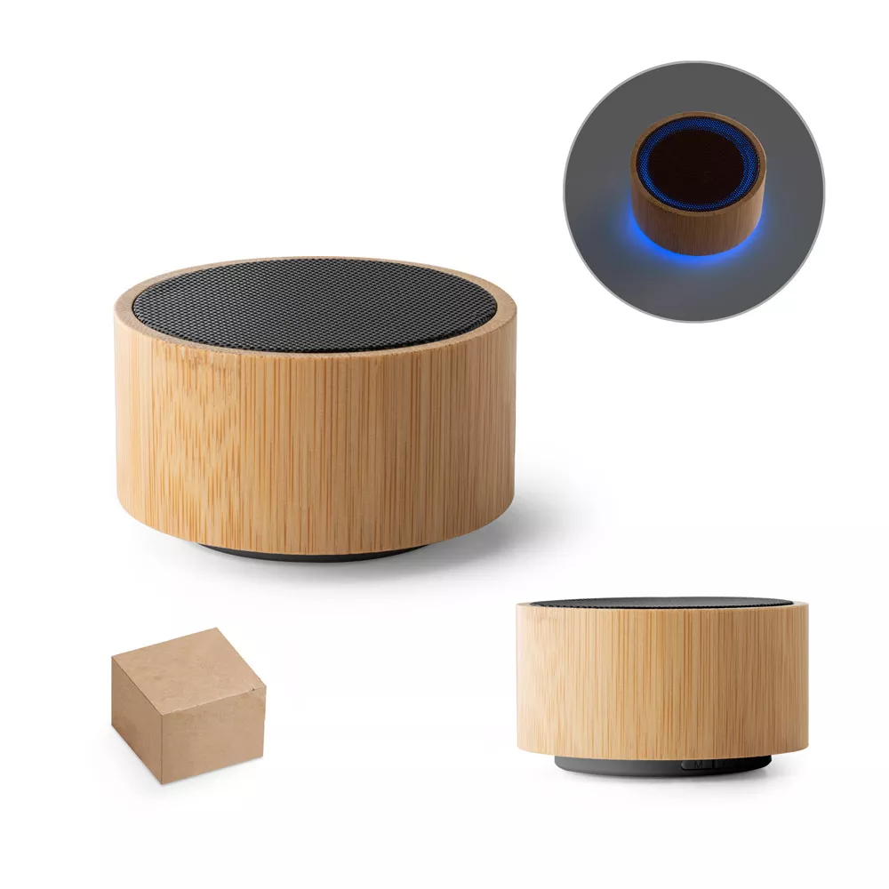 Caixa de som portátil em bambu e abs - 1