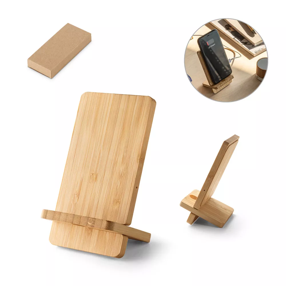 Carregador wireless em bambu 10w - 1