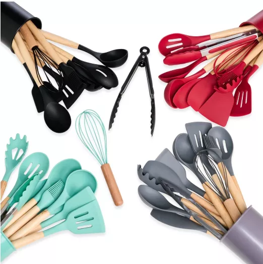 Kit c/ 12 utensílios de cozinha em silicone - 1
