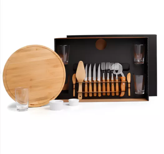 Kit pizza em bambu com copos 19 peças - 1