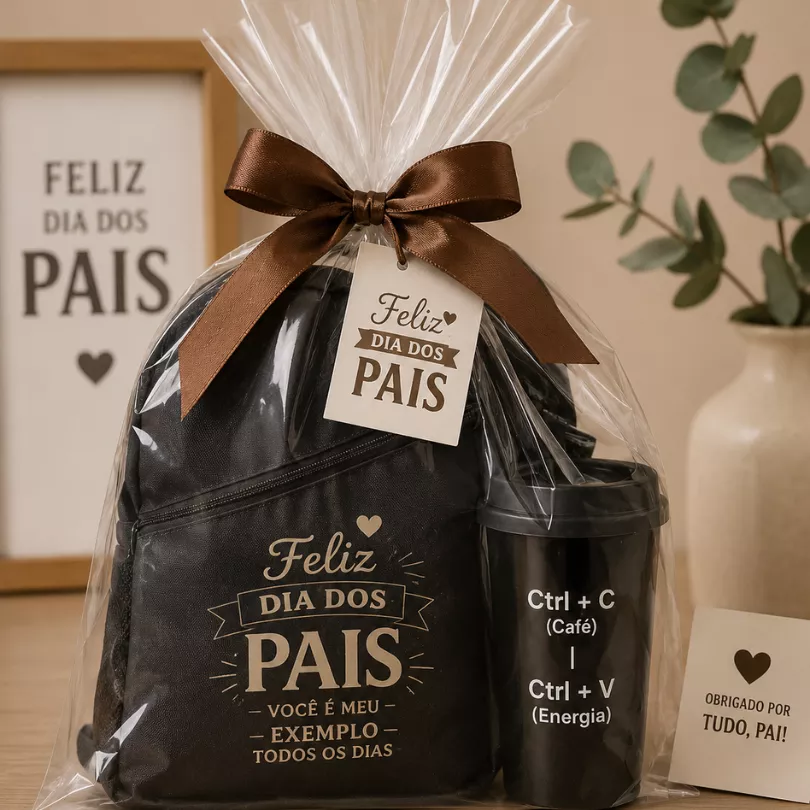 Kit mochila com copo para café - 1