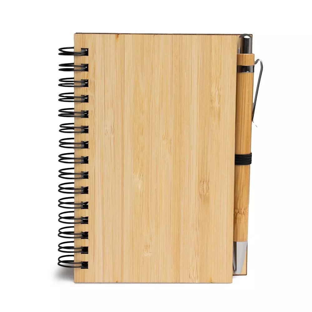Caderno de bambu com pauta e caneta 14x10 - 1