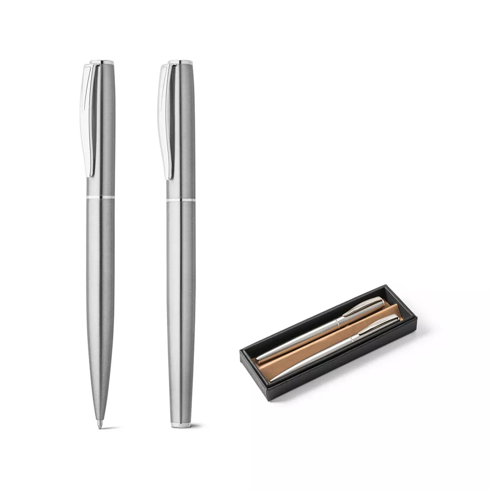 Conjunto de roller e esferográfica em aço inox - 1