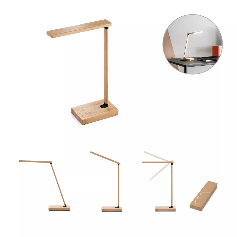 Luminária em bambu com carregador wireless - 1