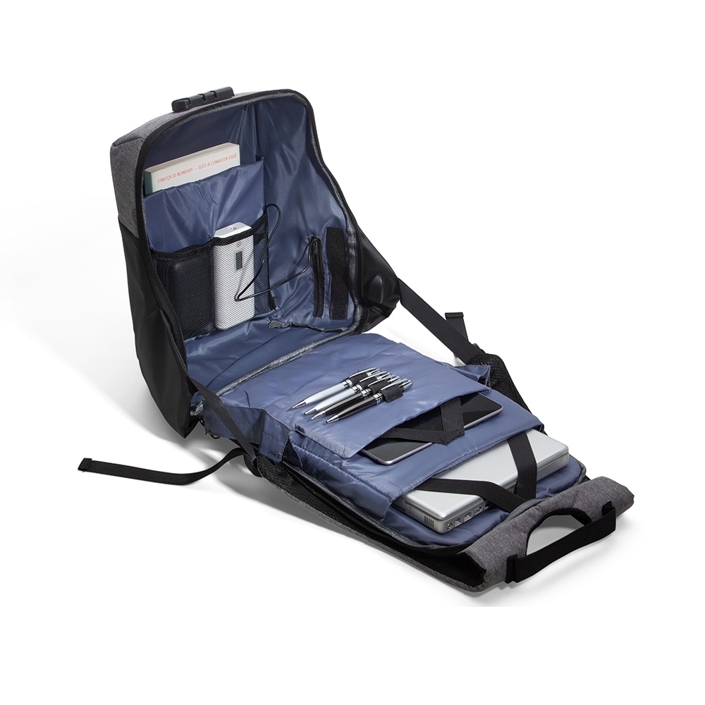 Mochila de poliéster anti-furto usb com segredo 15,6" - 4