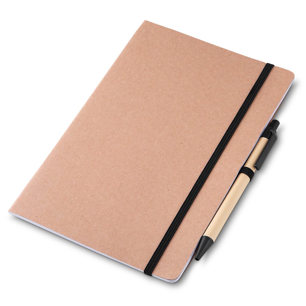 Caderno em kraft com pauta e caneta  12x14 - 3