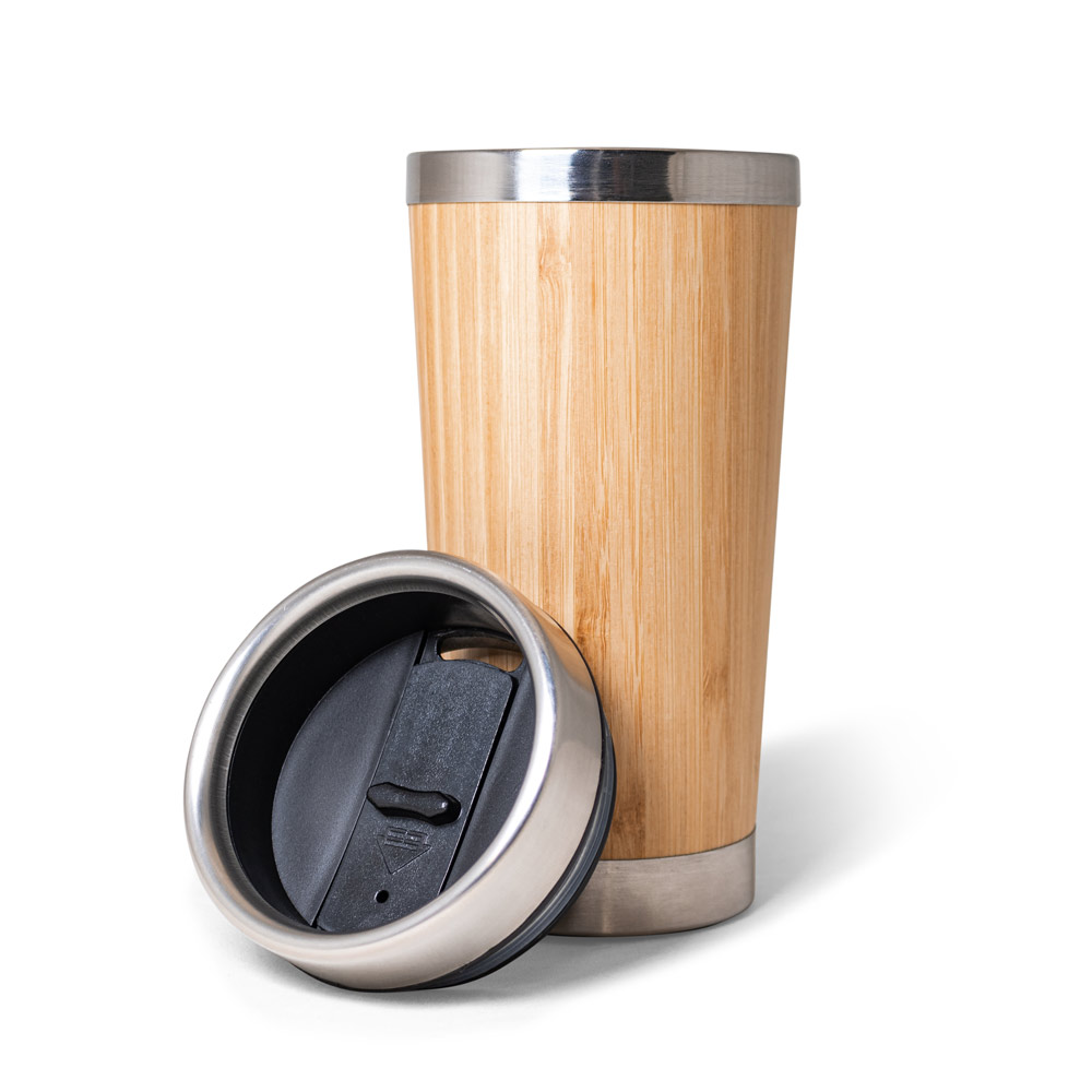 Copo de bambu térmico em aço inox 500ml - 2