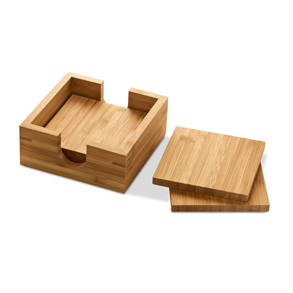 Kit de 4 porta copos bambu 4 bases - 3