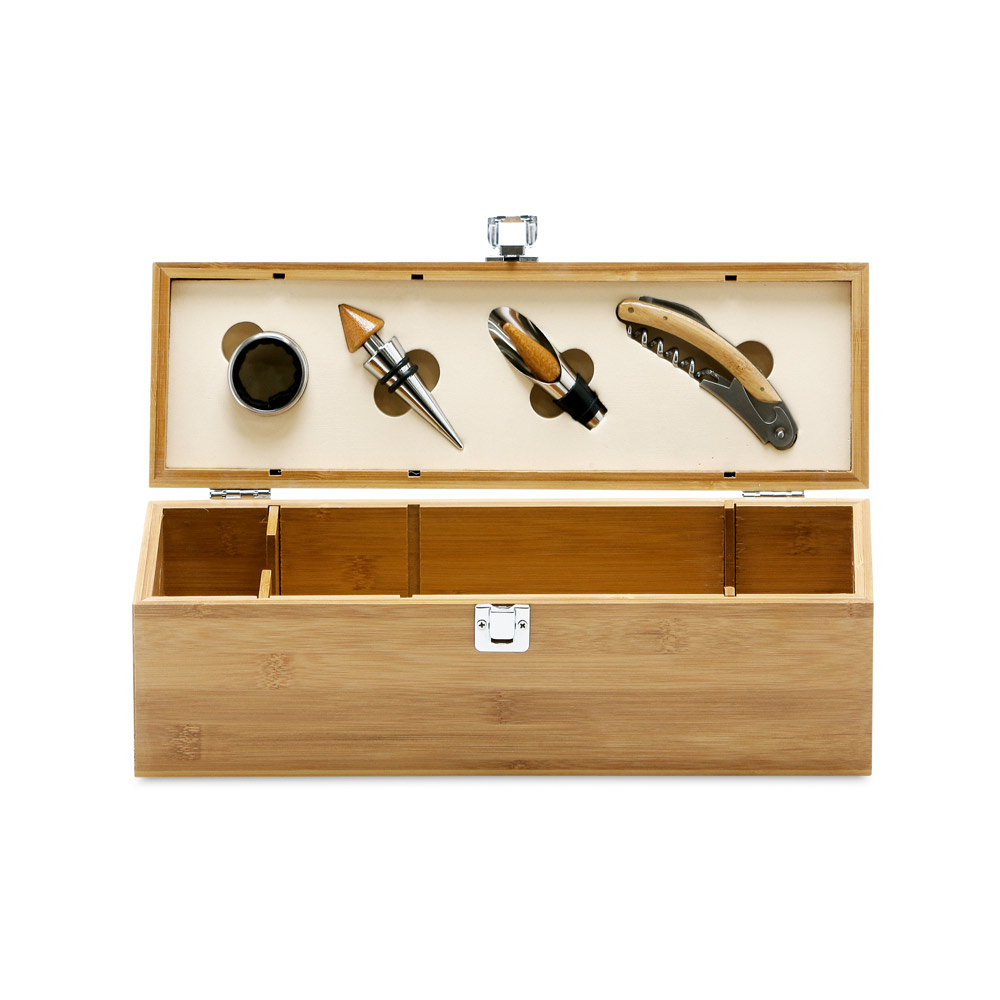 Conjunto para vinho em bambu - 2