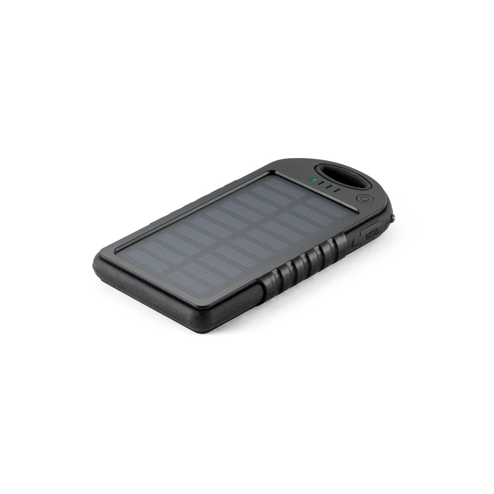 Bateria portátil solar em abs com e led 2.000 mah - 2