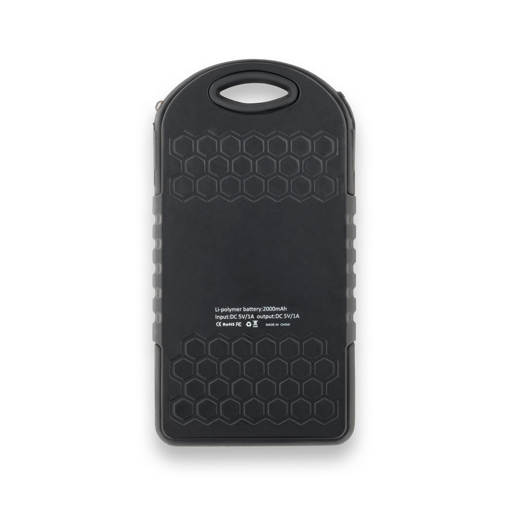 Bateria portátil solar em abs com e led 2.000 mah - 4