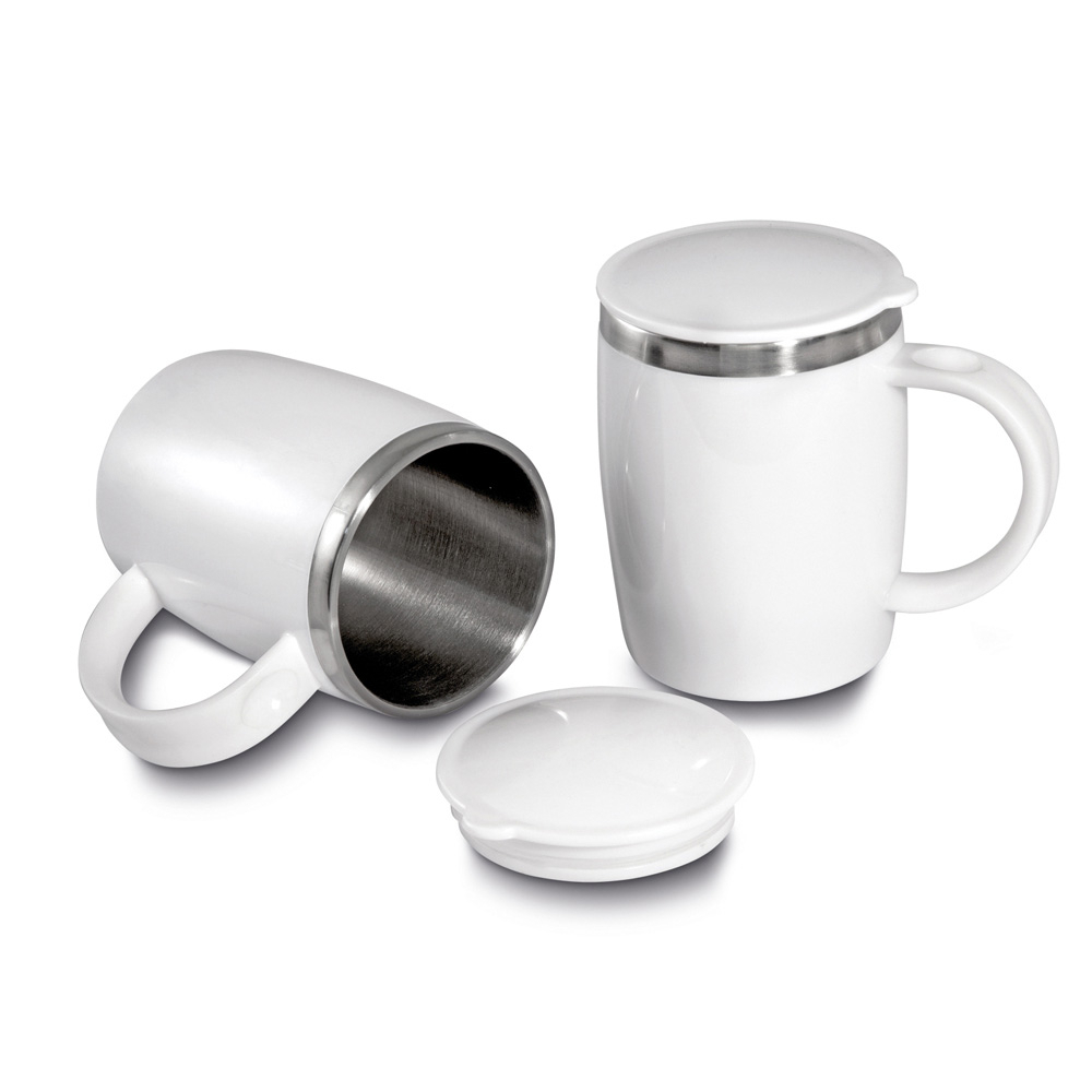 Caneca plástica branca 400ml - 2