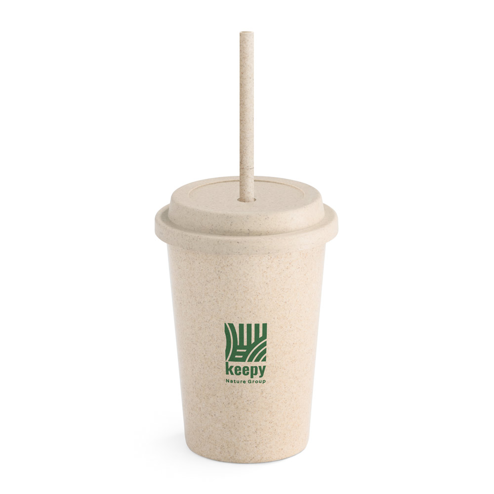 Copo fibra de bambu com canudo 450ml - 2