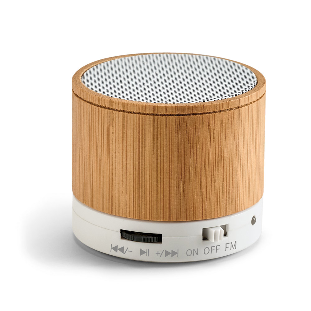 Caixa de som em bambu com microfone - 2