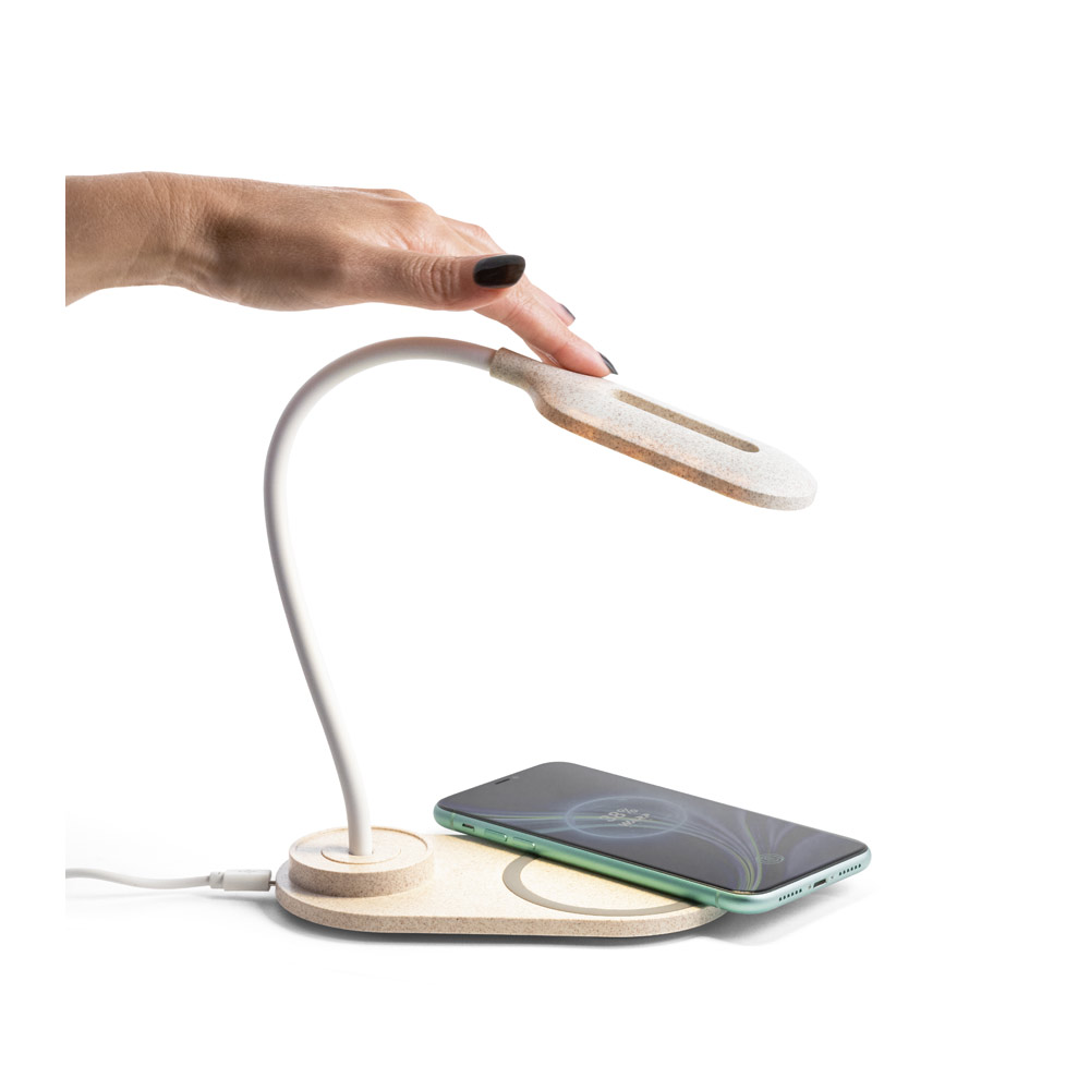 Luminária com  carregador wireless em fibra trigo - 3
