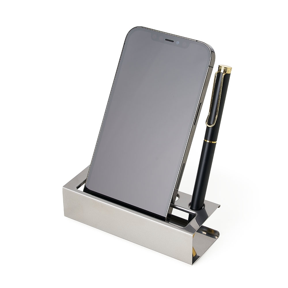 Porta cartão inox com suporte para canetas - 2