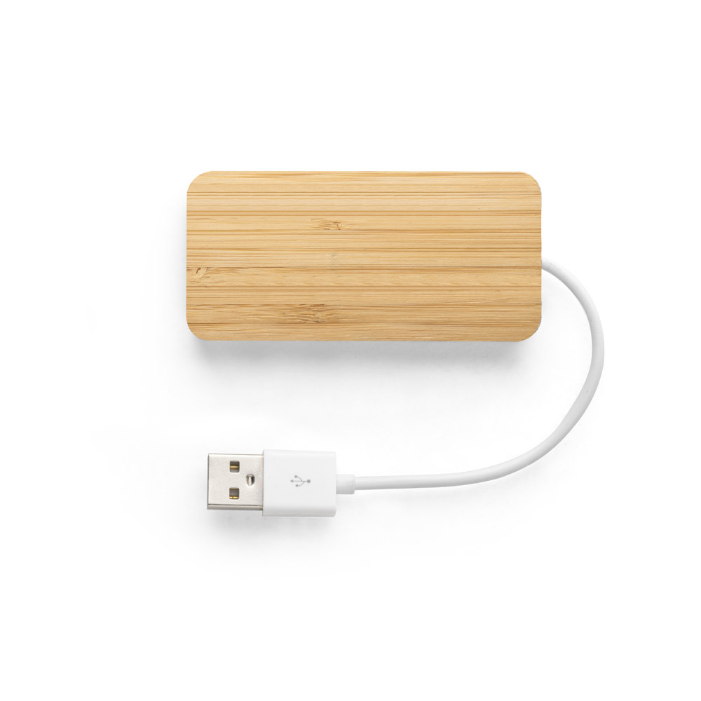 Hub em bambu com 2 portas - 3