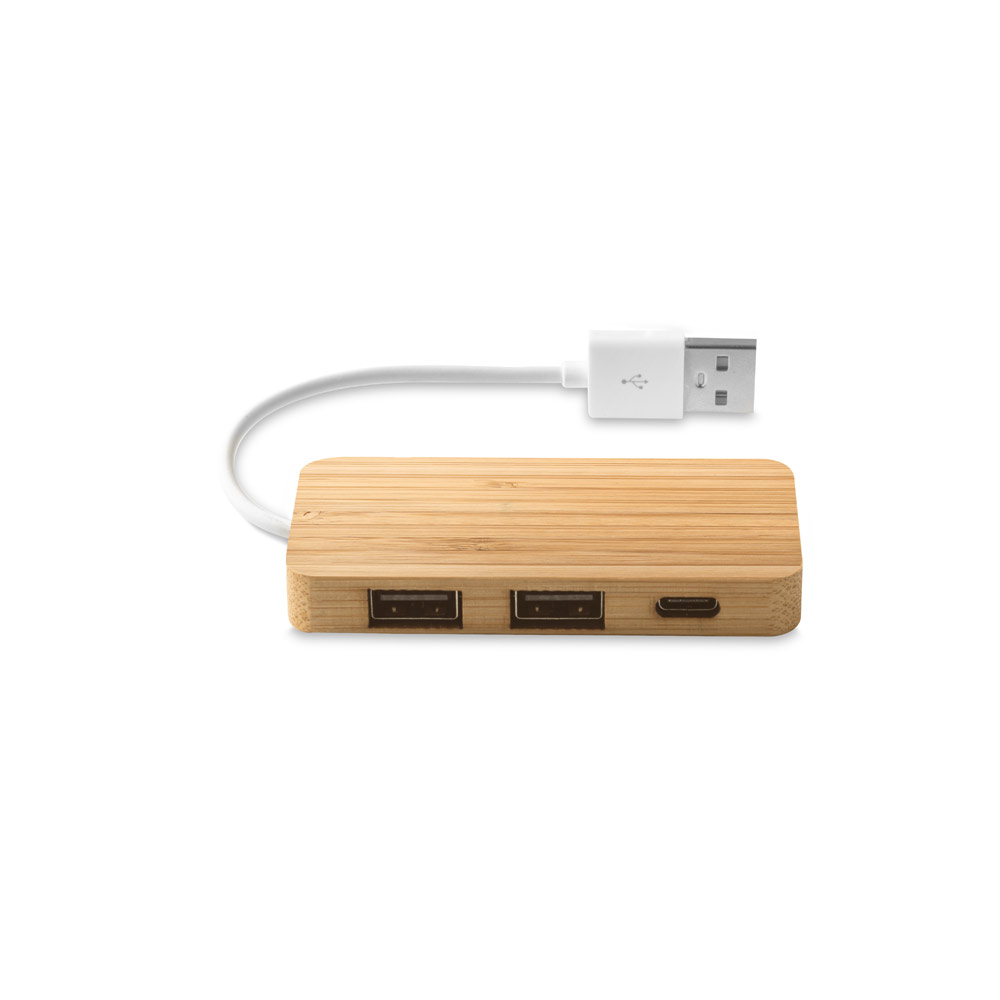 Hub em bambu com 2 portas - 4