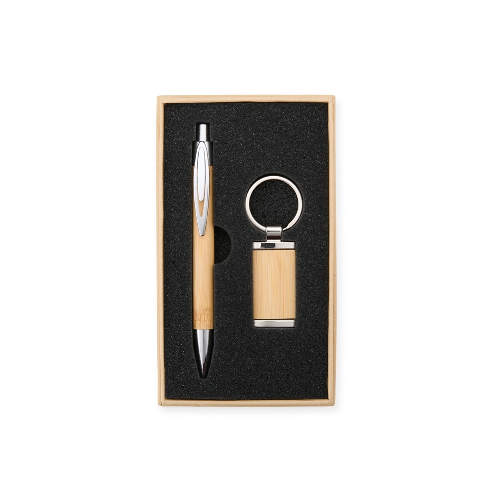 Kit caneta e chaveiro bambu - 5