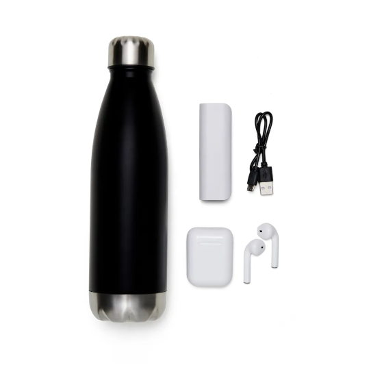 Kit fone bluetooth, carregador e garrafa 3 peças - 2