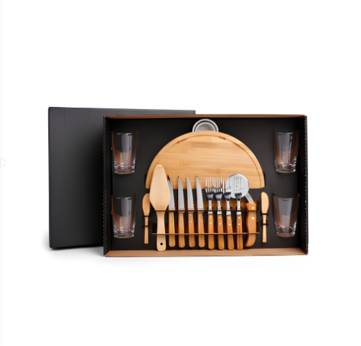 Kit pizza em bambu com copos 19 peças - 2