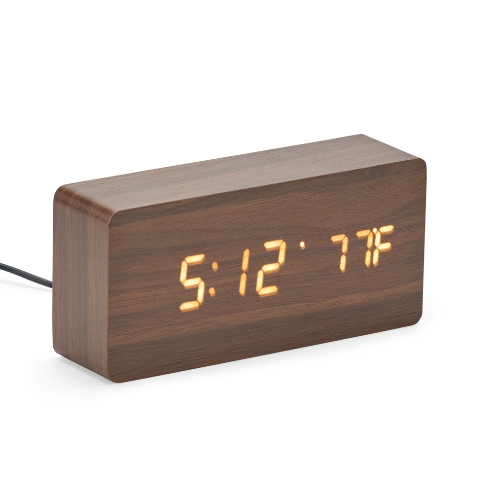Relógio despertador de madeira com painel led - 2