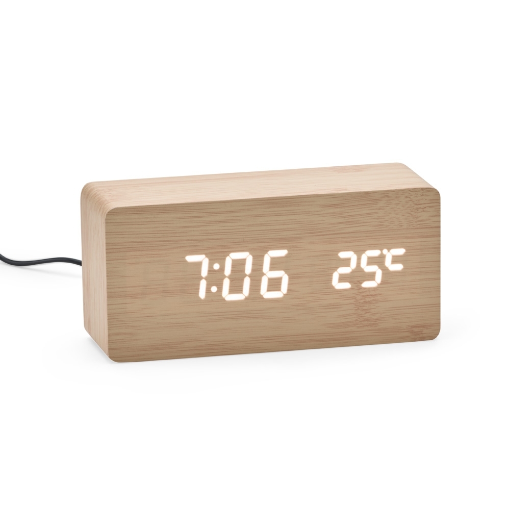 Relógio despertador de madeira com painel led - 4