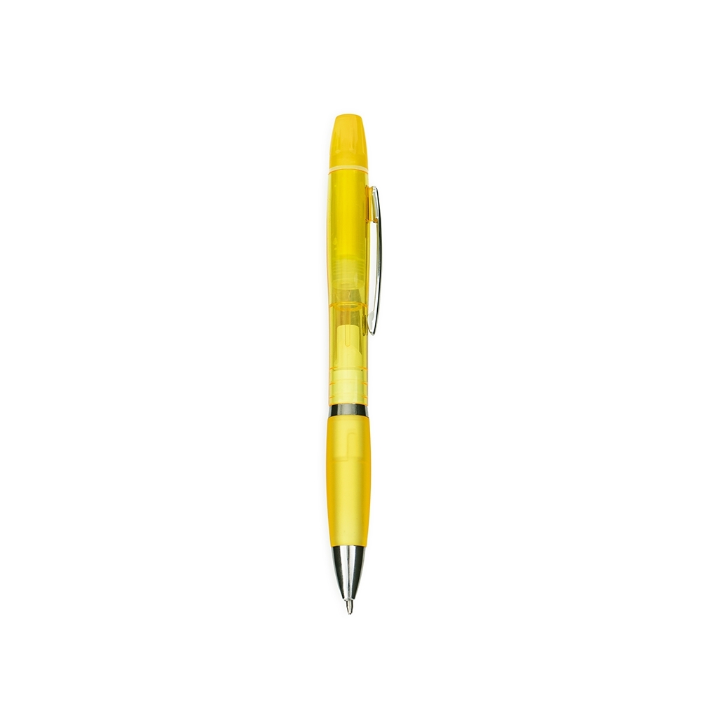 Caneta plástica com marca-texto - 2