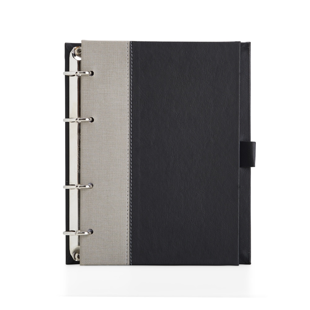 Caderno fichário de couro sintético com pauta 21x18 - 3