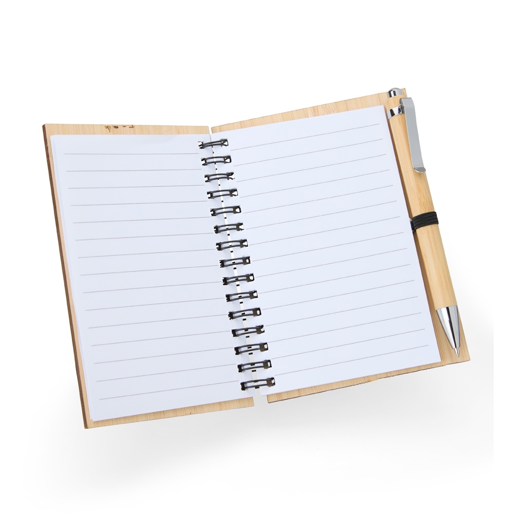 Caderno de bambu com pauta e caneta 14x10 - 2